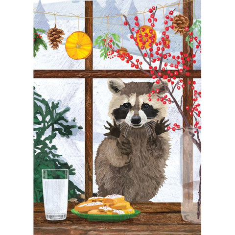 Allport Holiday Boxed Cards 10pk Hearth Raccoon