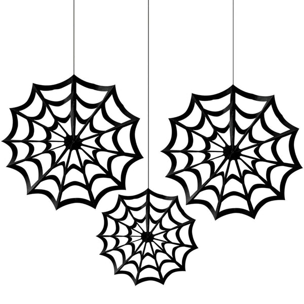 Amscan Spiderweb Hanging Fan Halloween Decor 3pc Set