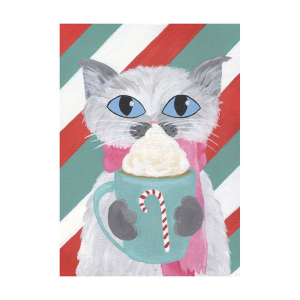 Artists To Watch Christmas Card, Candy Cane Cat