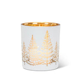 Abbott Candle Holder - Small Gold & White Winter Trees