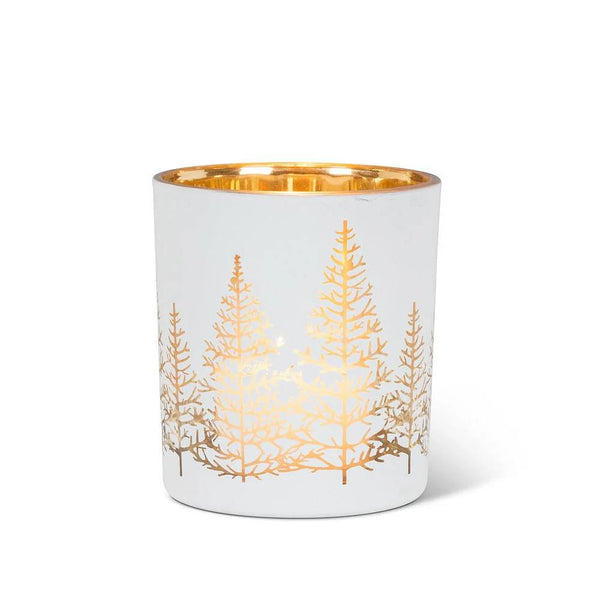 Abbott Candle Holder - Small Gold & White Winter Trees