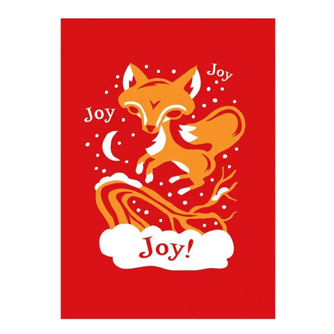 Amber Lotus Holiday Boxed Cards 12pk Joy Joy Joy Fox