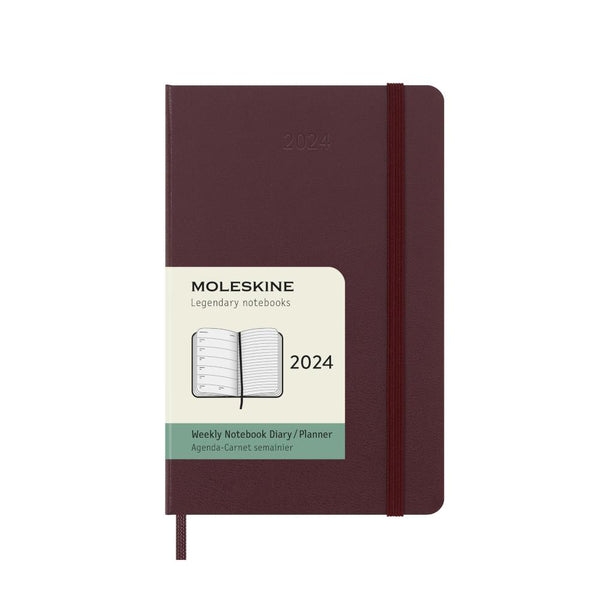 Moleskine 2024 Agenda - Weekly, Pocket Hardcover, Burgundy