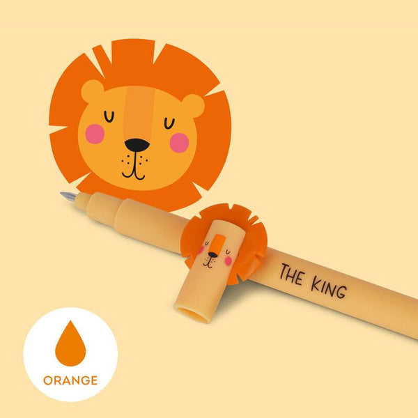 Legami Erasable Gel Pen - Lion, Orange Ink