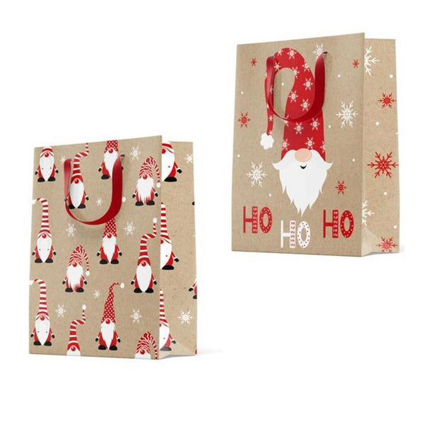 Paper Trendz Christmas Gnomes Gift Bag - Small, Assorted
