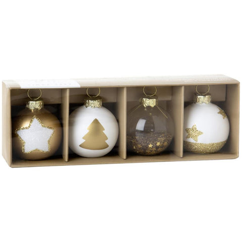 IHR Holiday Placecard Holders 4pk - Gold & White Ornaments