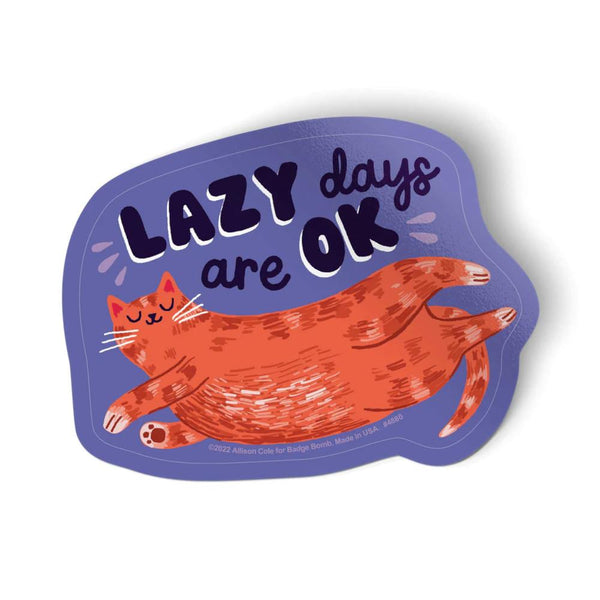 Badgebomb Big Sticker -- Lazy Days Cat