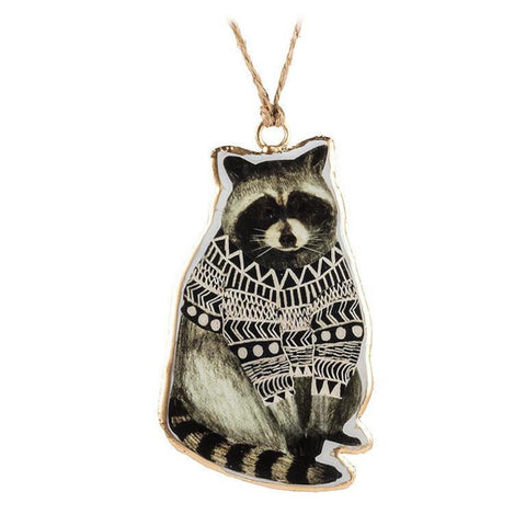 Abbott Hanging Metal Ornament - Raccoon