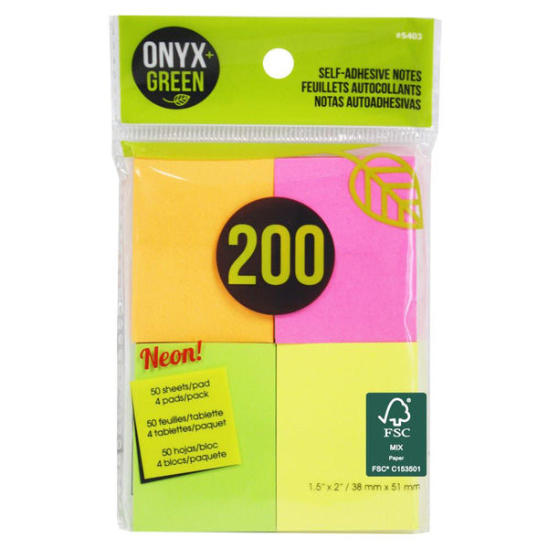 Onyx & Green Sticky Notes 200pk