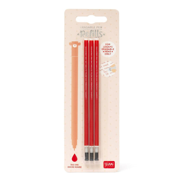 Legami Erasable Gel Pen Refills 3pk Red