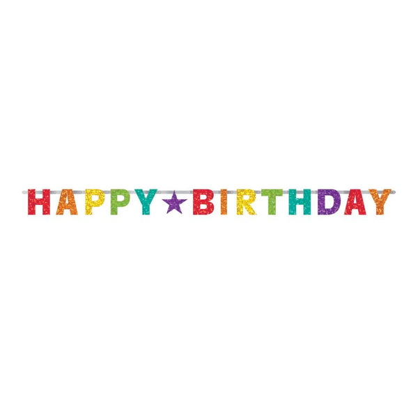 Amscan Birthday Banner - Prismatic Rainbow Letters