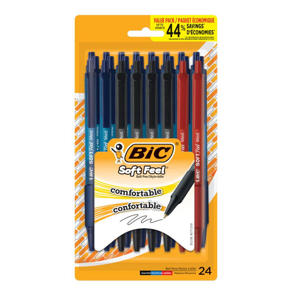 Bic Soft Feel Retractable Ballpoint Pens 24pk