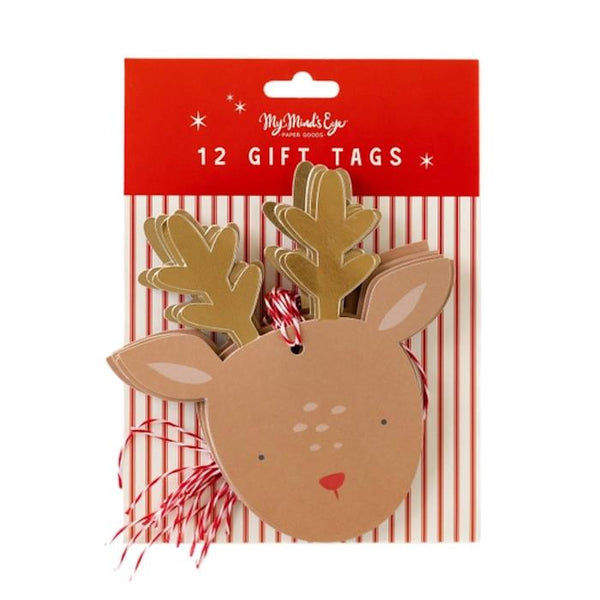My Mind's Eye Eye Over-Sized Gift Tags 12pk - Rudolph Reindeer