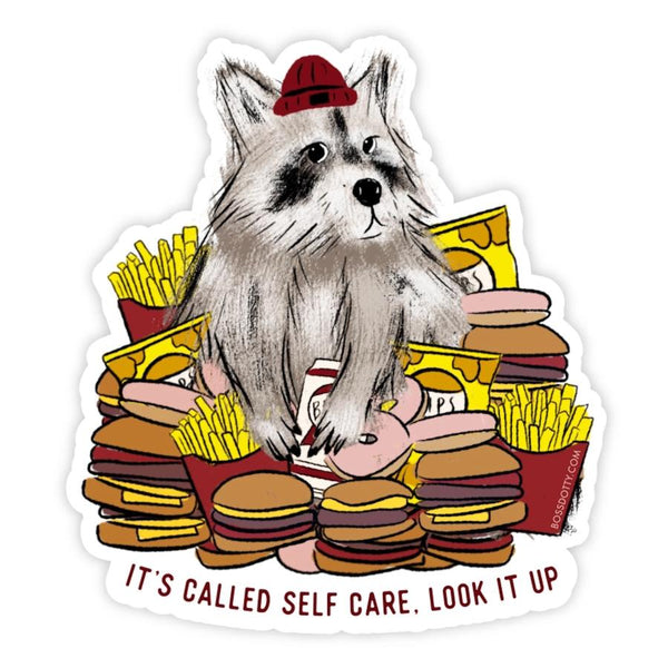 Boss Dotty Sticker - Self Care Raccoon