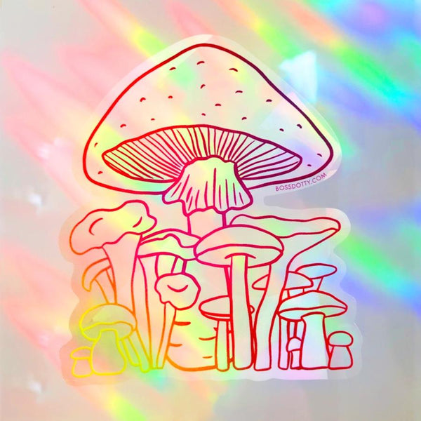 Boss Dotty Suncatcher Sticker - Mushroom