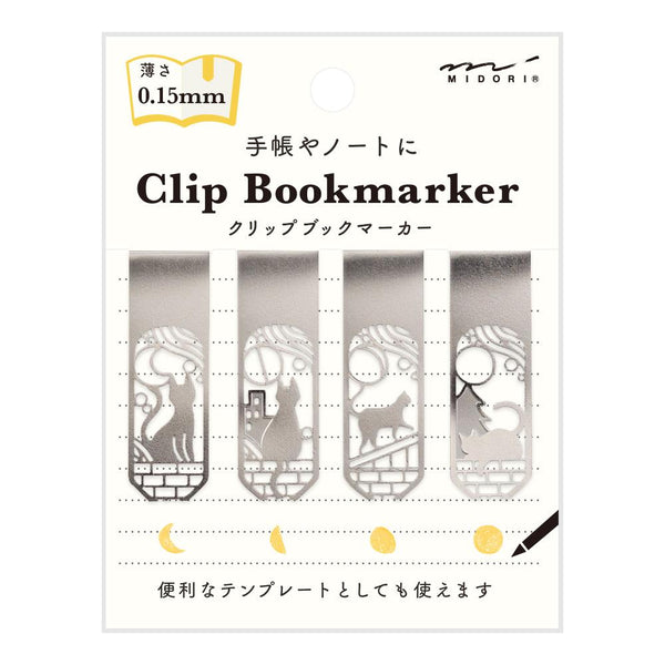 Midori Clip Bookmarker 4pk - Cat & Moon
