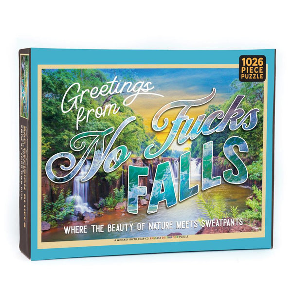 Whiskey River Soap Co. 1000pc Puzzle - Greetings from No F*cks Falls