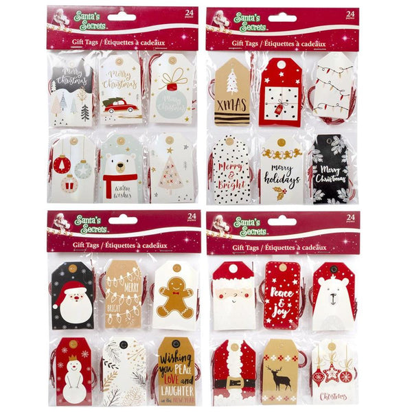 Santa's Secrets Christmas Gift Tags 24pk Assorted