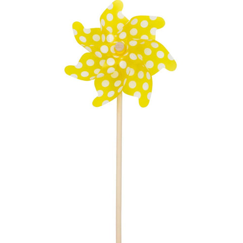Silver Tree Pinwheel - Yellow Polka Dots