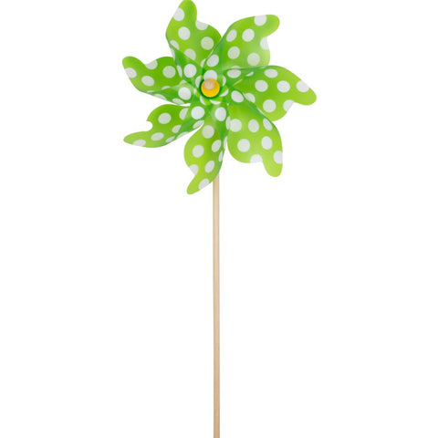 Silver Tree Pinwheel - Green Polka Dots