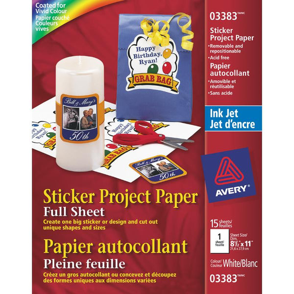 Avery Sticker Project Paper 8½" x 11" 15 Sheets