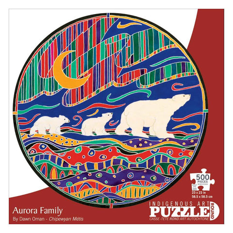 Indigenous Collection 500pc Round Puzzle - Dawn Oman: Aurora Family