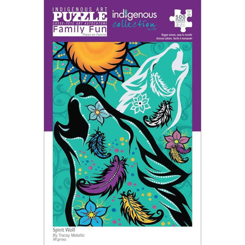 Indigenous Collection 500pc Family Puzzle - Tracey Metallic: Spirit Wolf