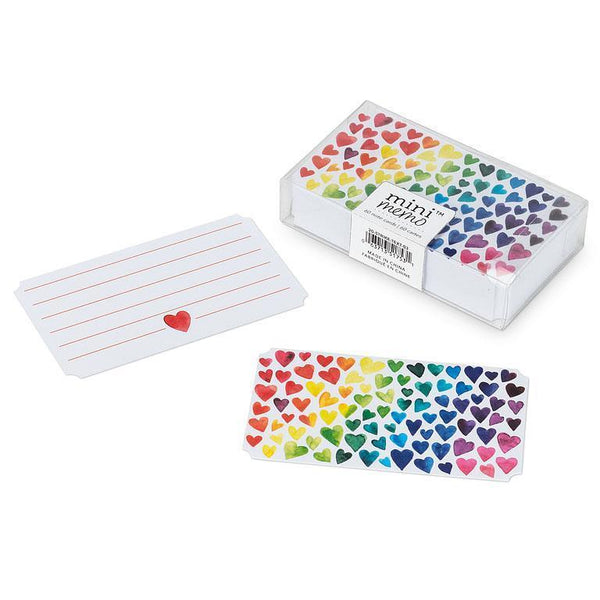 Abbott Mini Memo Notecards 50pk - Rainbow Hearts