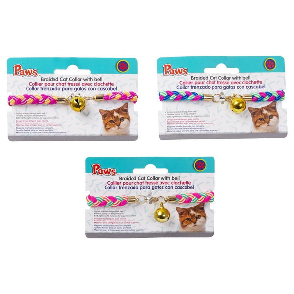 Paws Cat Collar with Bell, Assorted