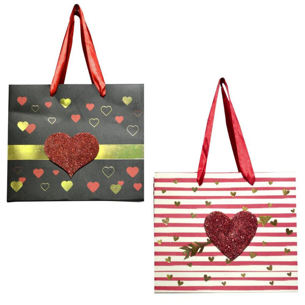 Paper Trendz Small Gift Bag - Glitter Hearts, Assorted