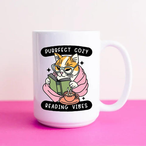 Blushed Design Mug - Purrfect Cozy Reading Vibes