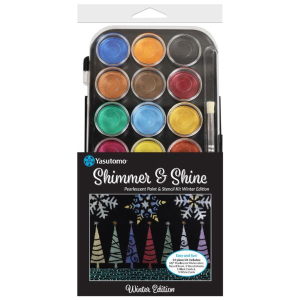 Yasutomo Shimmer & Shine Pearlescent Paint & Stencil Kit, Winter Edition