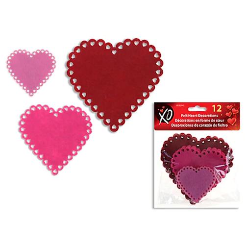 Selectum Valentines Felt Heart Decorations 12pk