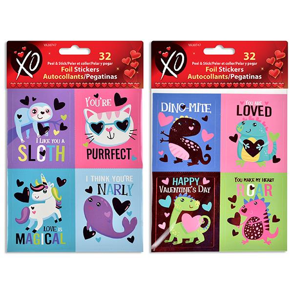 Selectum Foil Sticker Valentines 32pk, Assorted