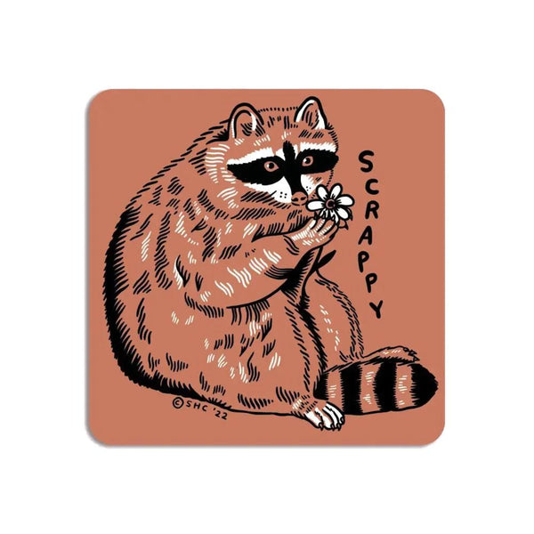 Stay Home Club Vinyl Sticker - Scrappy Raccoon