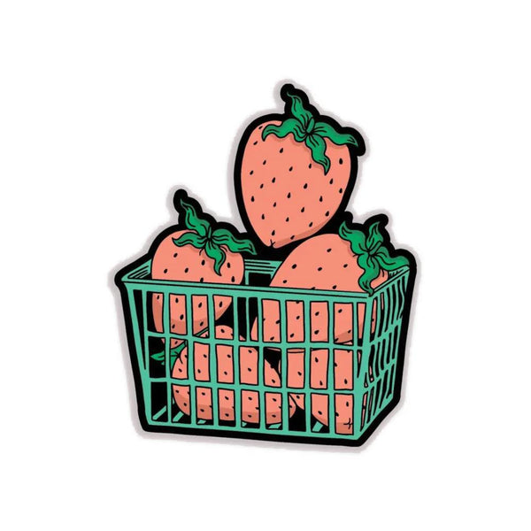 Stay Home Club Vinyl Sticker - Strawberry Basket