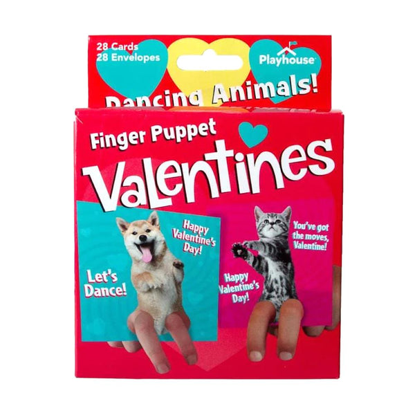 Paper House Valentine Cards Set 28pk Dancing Animals Finger Puppets