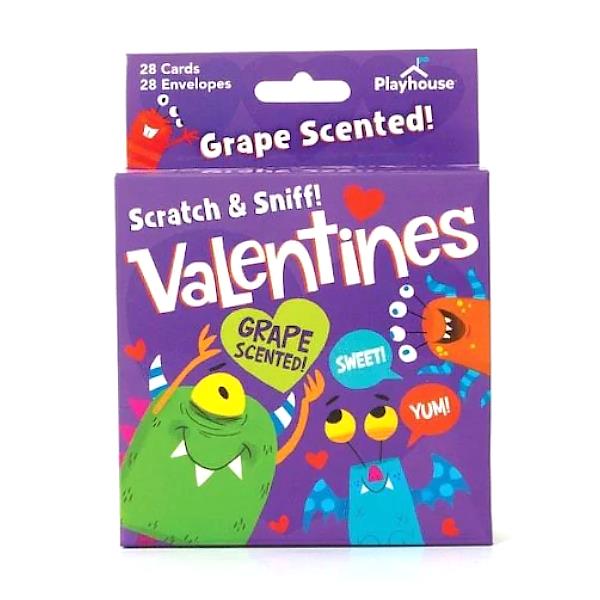 Paper House Valentine Cards Set 28pk Grape Monster Scratch & Sniff