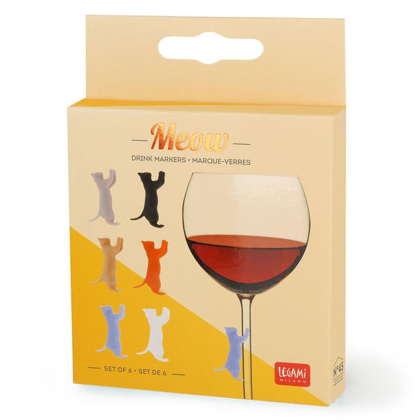 Legami Set of 6 Drink Markers - Meow (Cats)
