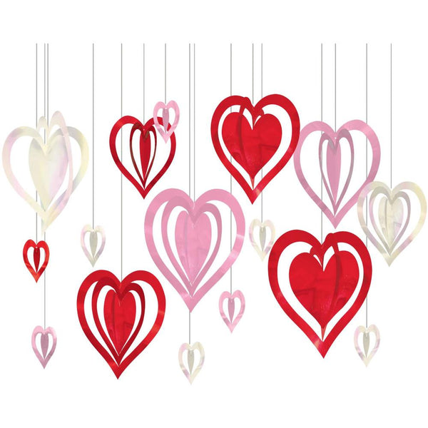 Amscan Valentines Day 3D Hanging Hearts Decoration Kit