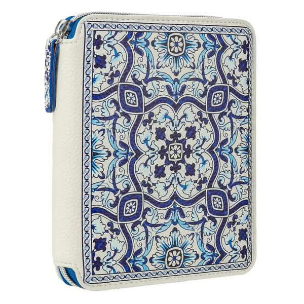 Victoria's Journals Zippered Vegan Leather Portfolio - Azulejo