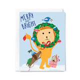 Happy Just Happy Christmas Greeting Card, Merry Lion