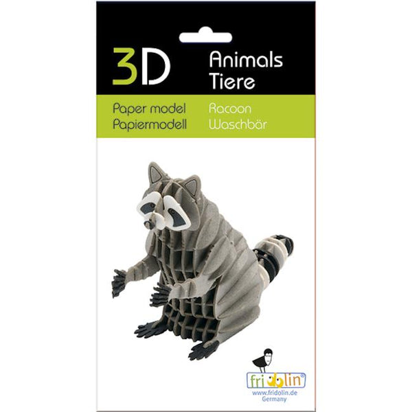 3d Papper Raccoon Fridolin 3D Paper Model - Raccoon – Midoco Art & Office Supplies