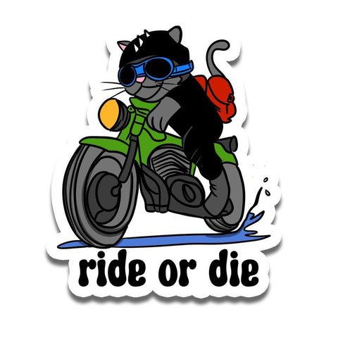 Rebel & Siren Vinyl Sticker - Ride Or Die Motorcycle Cat