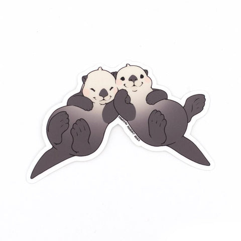 Maureen Creates Vinyl Sticker - Otters Holding Hands