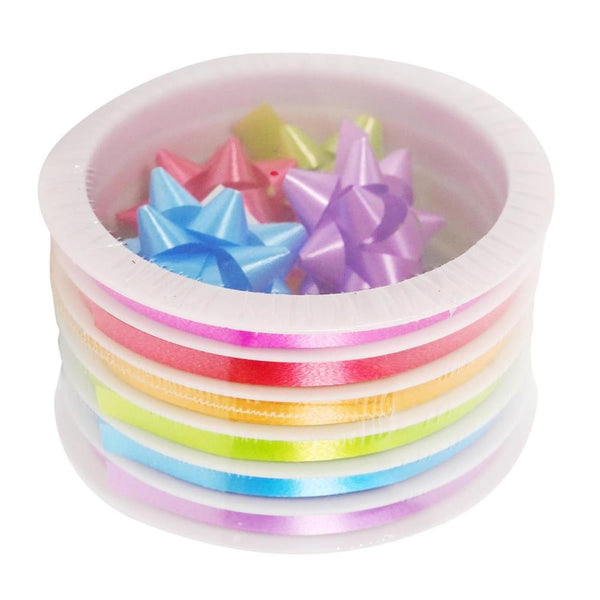 Paper Trendz Gift Bow & Ribbon Set - 6 Bow + 6 Ribbon Rainbow
