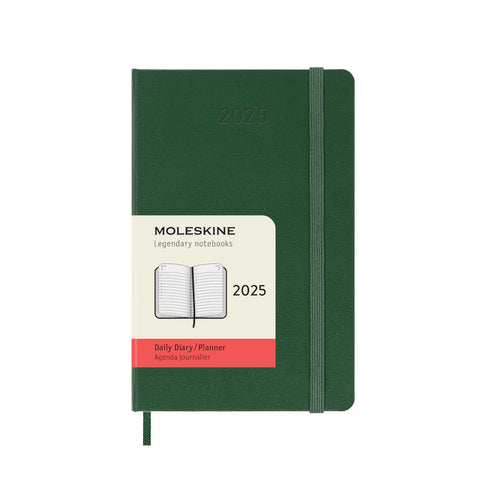 Moleskine 2025 Agenda - Daily, Pocket Hardcover, Green