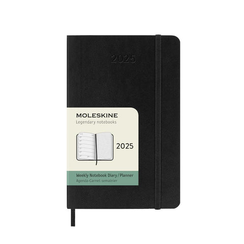 Moleskine 2025 Agenda - Weekly, Pocket Softcover, Black