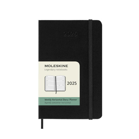 Moleskine 2025 Agenda - Weekly Horizontal, Pocket Hardcover, Black