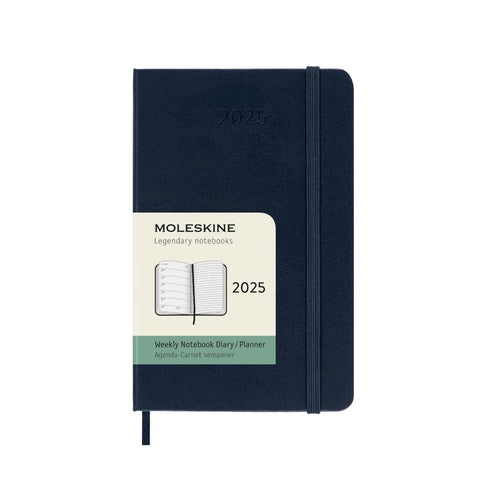 Moleskine 2025 Agenda - Weekly, Pocket Hardcover, Sapphire Blue